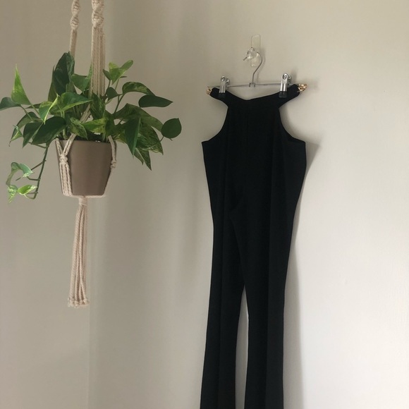 Pants - EDITORIAL - Black Flare Pants with Cut-out pocket